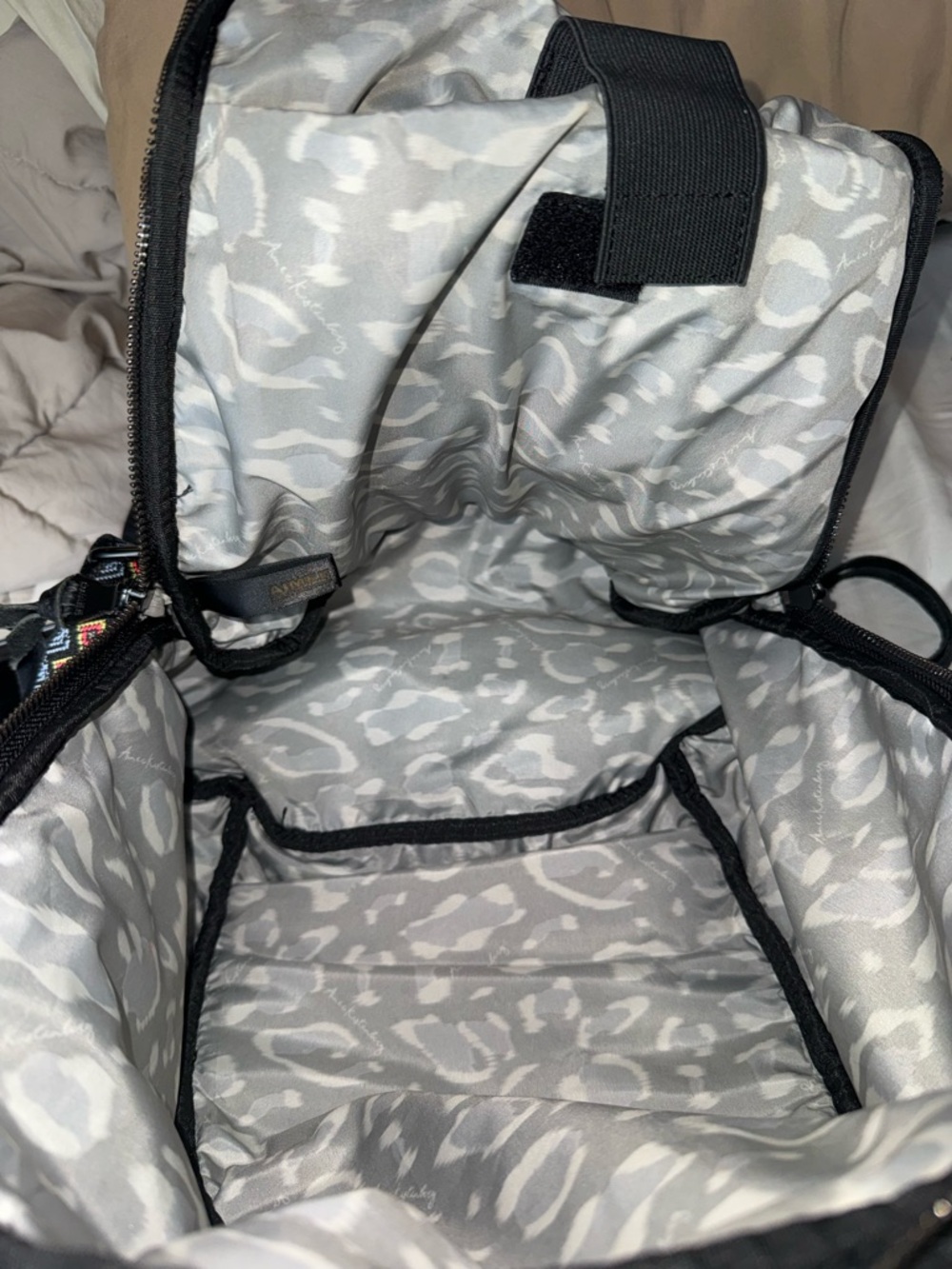 Aimee Kestenberg Black Leopard spots Nylon Backpack - Picture 5 of 13